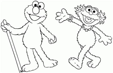 Colouring Sheets Cartoon Sesame Street Elmo And Zoe Free For - Coloring ...