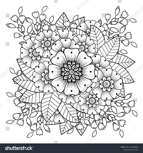 Flowers Black White Doodle Art Coloring Stock Vector (Royalty Free) 2150190821 | Shutterstock