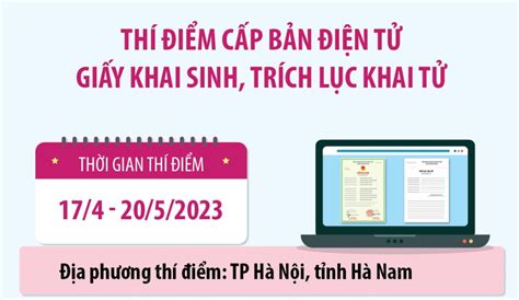 Thí điểm cấp bản điện tử giấy khai sinh, trích lục khai tử