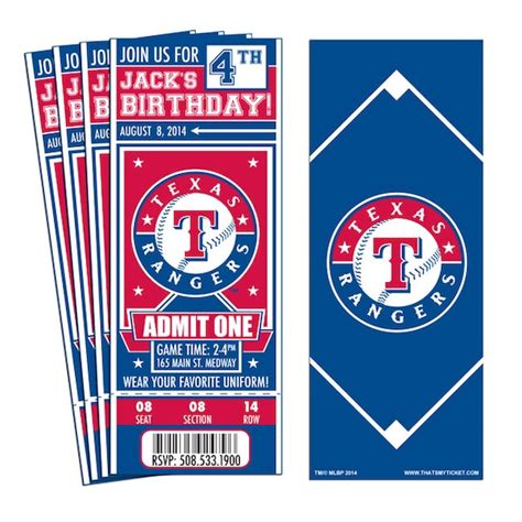 12 Texas Rangers Birthday Party Ticket by ThatsMyTicket on Etsy