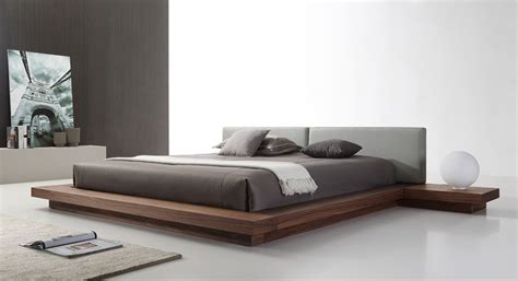 Modrest Opal Modern Walnut & Grey Platform Bed