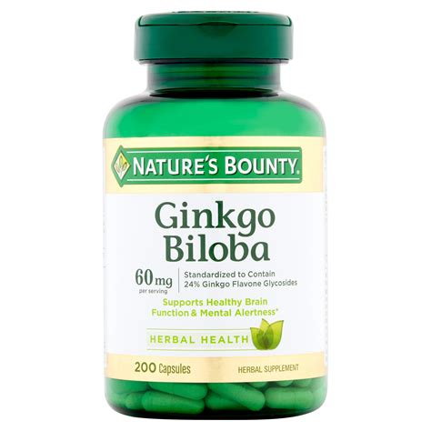 Nature’s Bounty Ginkgo Biloba Capsules, 60 mg/serving, 200 counts – Hàng Mỹ Chất Lượng