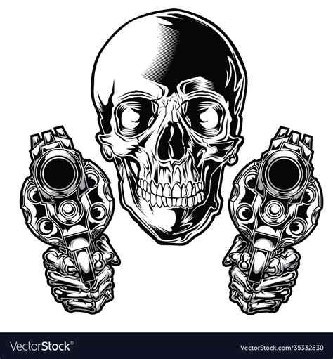 How To Draw A Skull With Guns