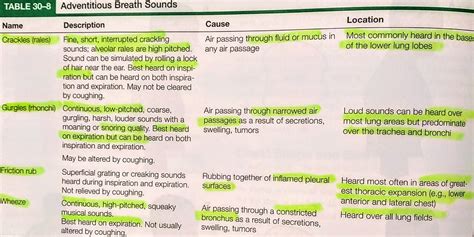 Adventitious Breath Sounds | Breath sounds, Med school study, Lung sounds