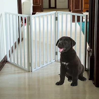 PetMaker 3-Panel Folding Indoor Freestanding Wooden Pet Gate for Stairs ...