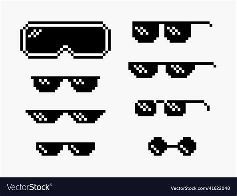 Sunglasses in pixel art style Royalty Free Vector Image