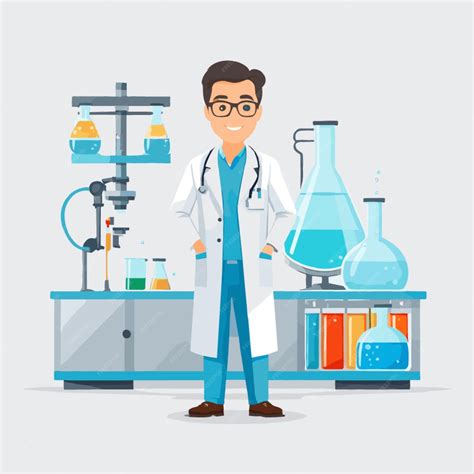 Premium Vector | Scientist in lab vector on white background