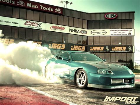 Crazy drag toyota supra burnout at the start line