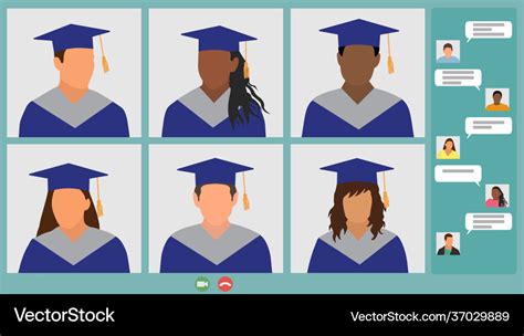 Online meeting graduates virtual graduation Vector Image