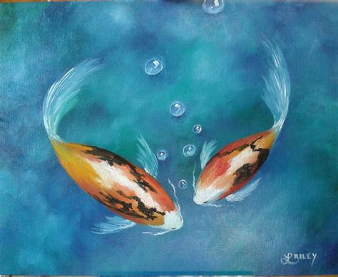 Koi Fish by Lori Riley. Painted in oils from our YouTube acrylic tutorial. Stunning https ...