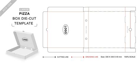 Large pizza box die cut template 21737039 Vector Art at Vecteezy