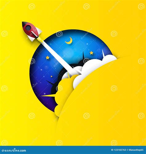 Rocket Ship Launch and Space Background. Stock Vector - Illustration of ...