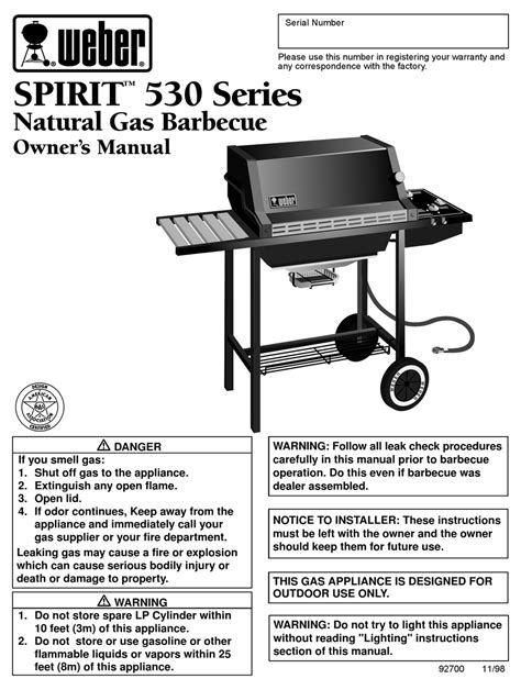 WEBER SPIRIT 530 OWNER'S MANUAL Pdf Download | ManualsLib