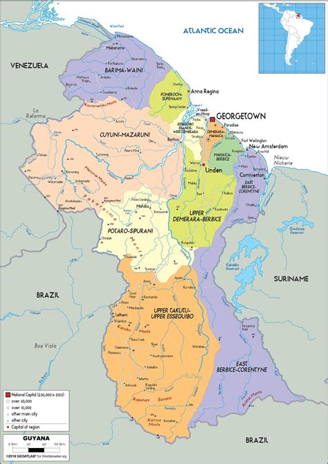 Guyana Map (Political) - Worldometer