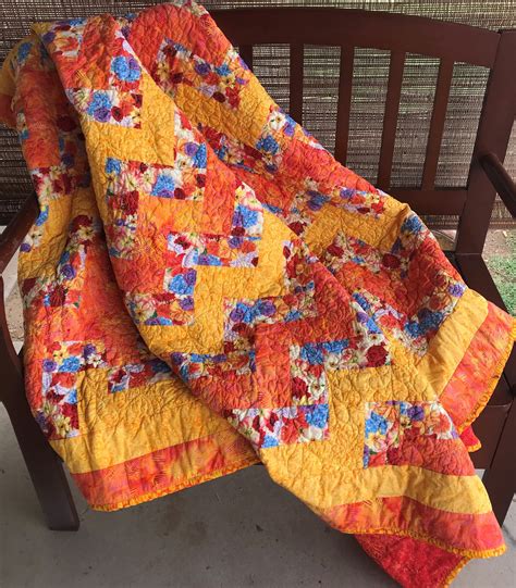 55 X 65 Orange and Yellow Floral Quilt - Etsy