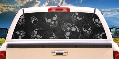 SKULLS Rear Window Graphic truck view thru vinyl decal back - Walmart.com