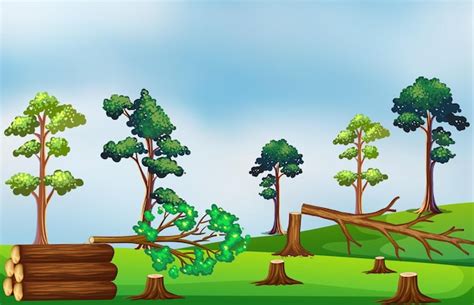 Free Vector | Deforestation scene on the field