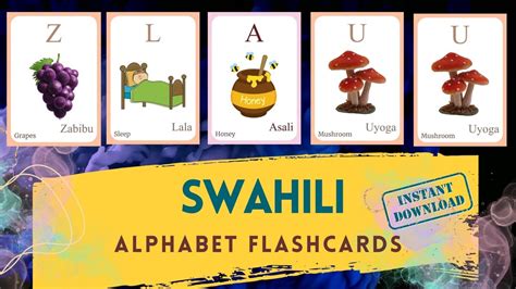 SWAHILI Alphabet FLASHCARD With Picture Learning Swahili - Etsy