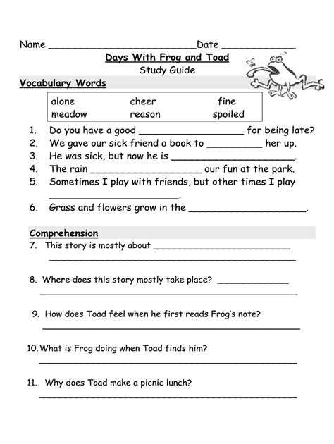 Fillable Online Days With Frog and Toad - Primary Grades Class Page Fax ...