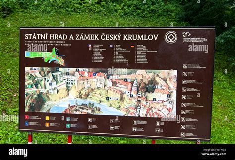 Tourist map of Cesky Krumlov in the entrance to the old town Stock ...