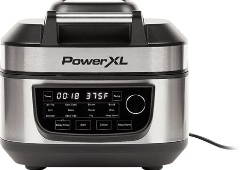 PowerXL Grill Air Fryer Combo 12-in-1 Indoor Grill, Air Fryer, Slow Cooker, Roast, Bake, 1550 ...