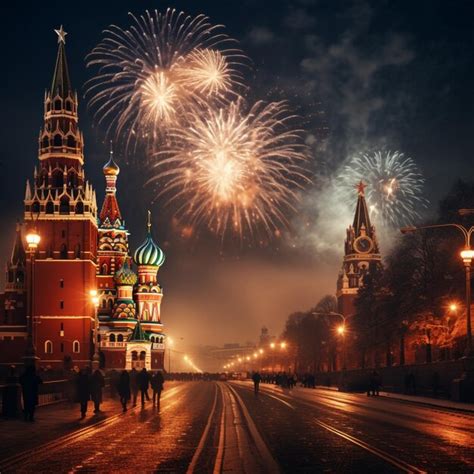 Premium AI Image | New Year Fireworks in Moscow Russia