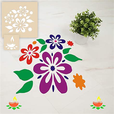 Wooden Floral Small Stencil Design for Rangoli - Incredible Gifts