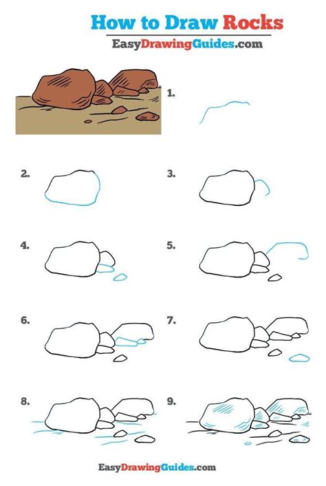 How to Draw Rocks - Really Easy Drawing Tutorial | Drawing tutorial ...