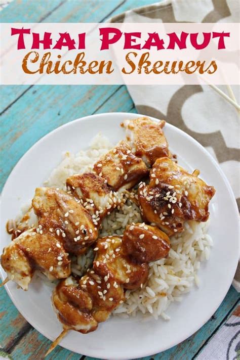 Thai Peanut Chicken Skewers - This Mama Loves