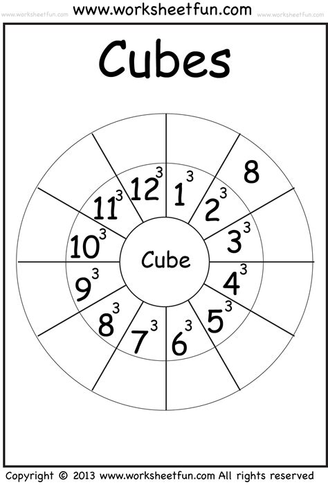 Cube – 1-12 – Worksheet / FREE Printable Worksheets – Worksheetfun