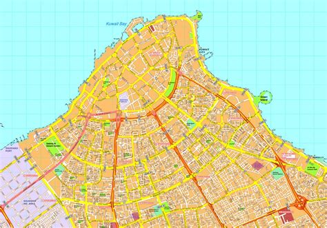 Kuwait City vector map. EPS Illustrator Vector Maps of Asia Cities. Eps Illustrator Map | Vector ...