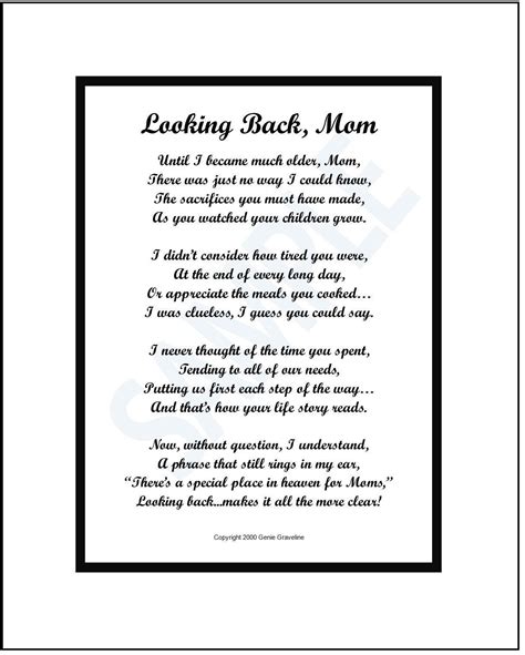 Thank You Mom, DIGITAL DOWNLOAD, Mom Print, Mom Gift, Sentimental Mom ...