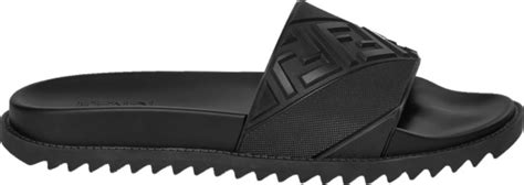 Fendi Black Diagonal Logo-Stripe Slides | INC STYLE