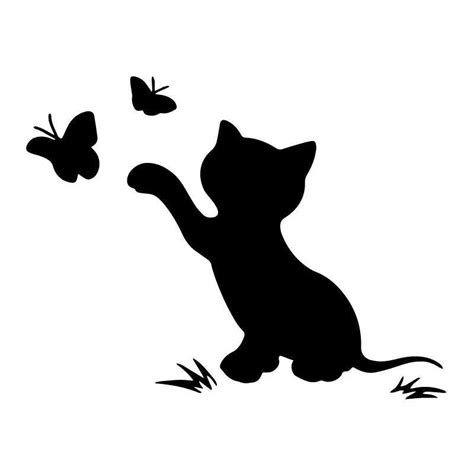 Cat Butterfly Car Sticker Vinyl Decal Black Silver | Black cat art, Art, Cat art