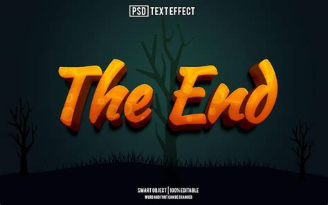 Premium PSD | The end text effect font editable typography 3d text