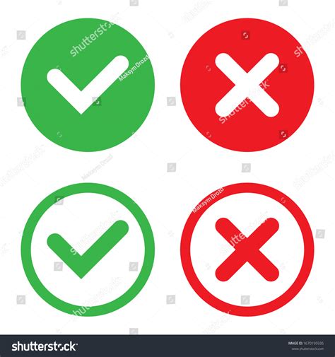 Tick Cross Signs Green Checkmark Red Stock Vector (Royalty Free) 1670195935 | Shutterstock