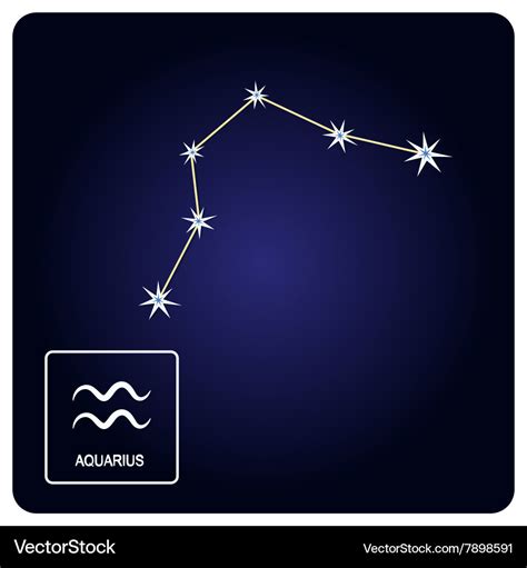 Icons with aquarius zodiac sign and constellation Vector Image