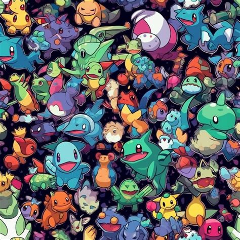 Premium Photo | A close up of a bunch of pokemon characters on a black ...