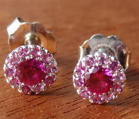 Hot+Pink+Rubies+with+Pink+Sapphire+Halo+Stud+by+DeAguiarDesigns | Halo ...