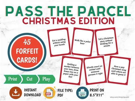 Pass the Parcel Christmas Forfeits Christmas Game Cards - Etsy | Christmas games, Printable ...