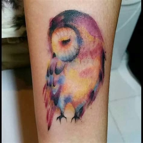 Owl watercolor tattoo. Love everything about it.. | Body Art ...