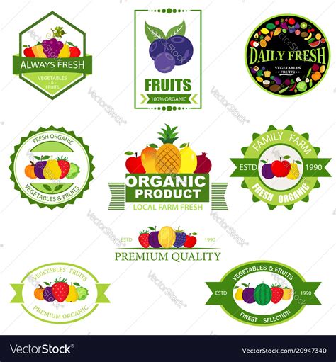 Set of fruit and vegetables logo Royalty Free Vector Image