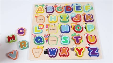 Top Bright Wooden Animal Alphabet Wooden Puzzle Letters Toy 120324 ...