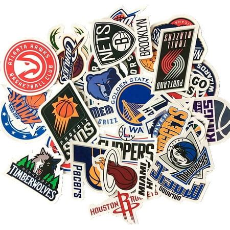 NBA Logo Sticker Vinyl NBA Basketball Team Stickers Pack 30 Pcs Decals ...