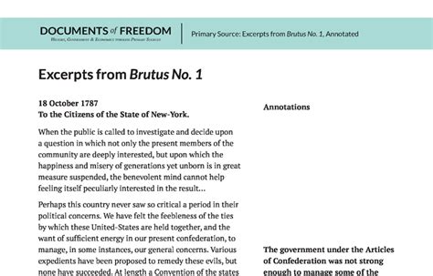 Brutus No. 1 Excerpts Annotated - Bill of Rights Institute