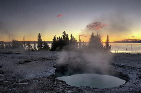 Yellowstone Lake Geyser Sunrise Photograph by Tibor Vari | Fine Art America