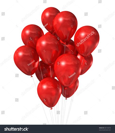 3d Red Air Balloons Floating Isolated On White Stock Photo 58135678 ...