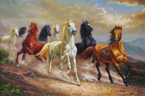 Art Print Animals Eight Horses oil painting Picture Printed on canvas ...