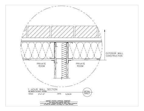 Design Details Details Page - Gypsum Board Assembly 1-Hr. Wall Section Between Private Rooms