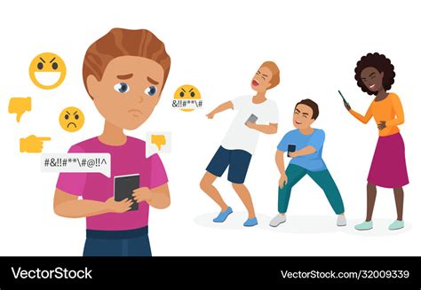 Cyber bullying people cartoon Royalty Free Vector Image